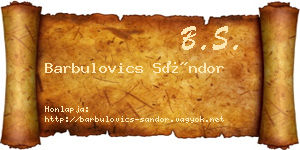 Barbulovics Sándor névjegykártya